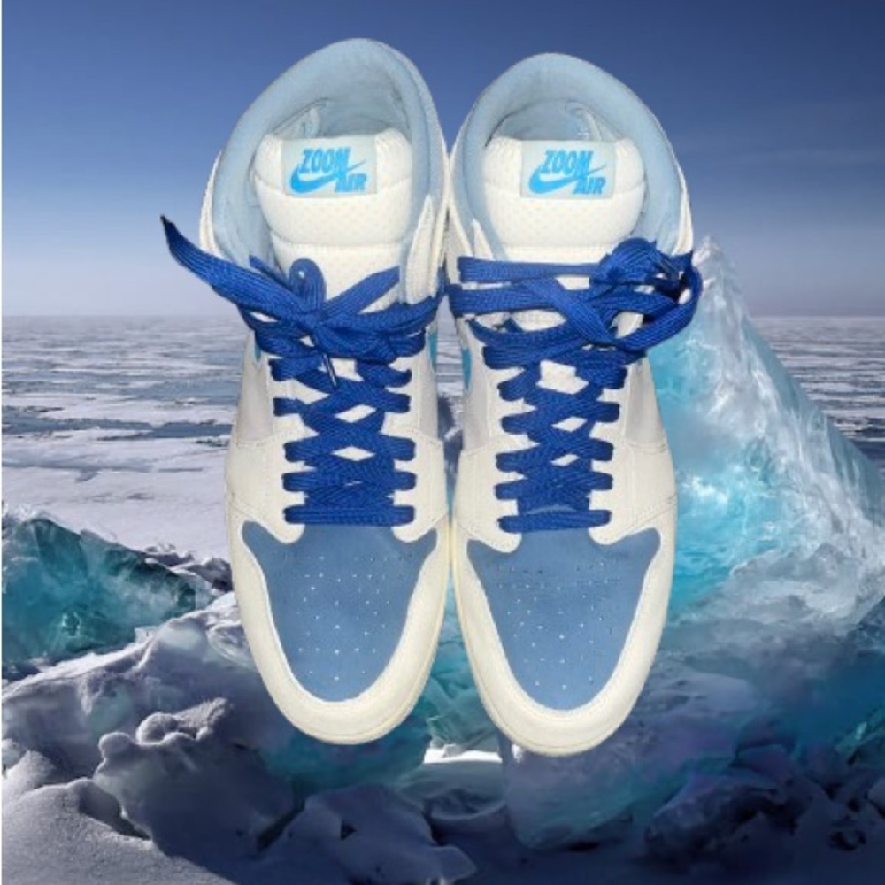 Zoom Air Jordan Men's Athletic Shoes - Blue and White